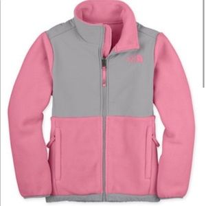 Pink/gray North Face fleece jacket. Girls size XL